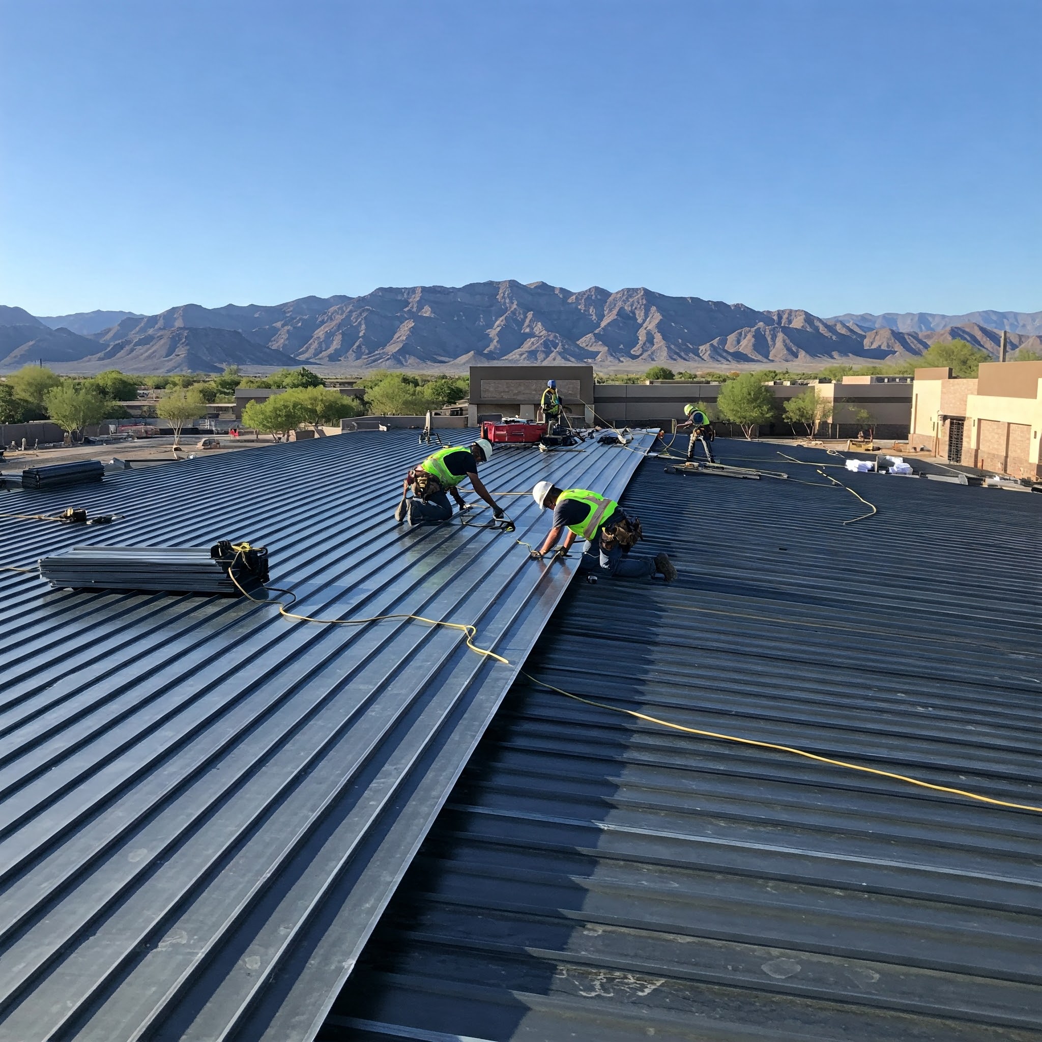 commercial metal roofing being installed in Summerlin